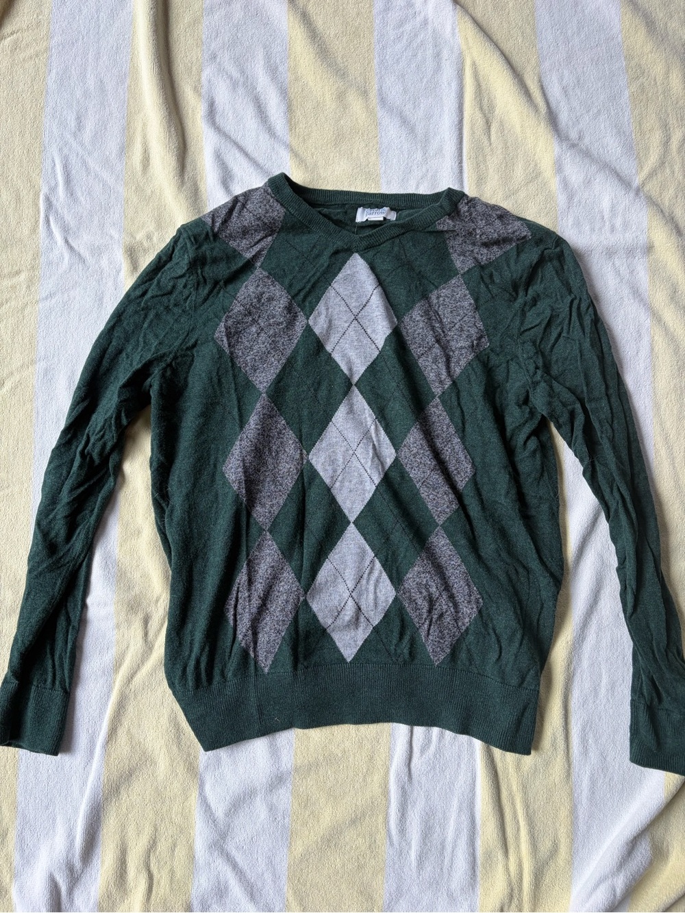 Vintage Green Argyle Crewneck Sweater